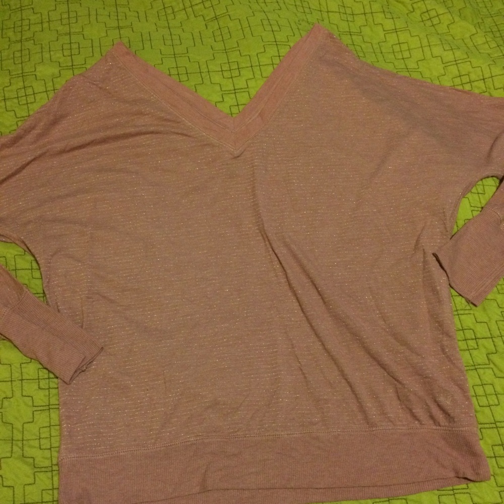 Pink and sparkly deep v shirt